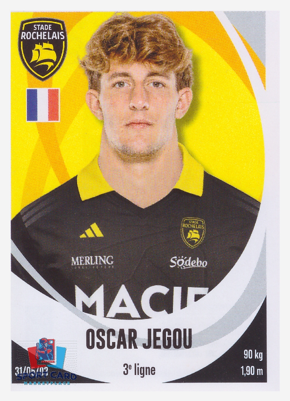 Panini Rugby Top 14 2025-2026 Oscar Jegou / La rochelle N°236