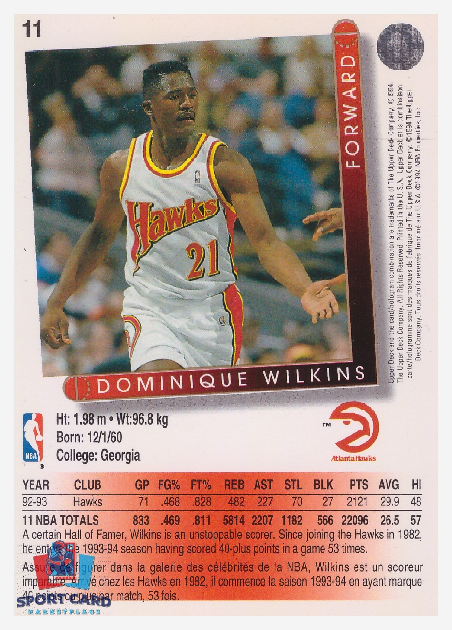 1994 Upper Deck Dominique Wilkins / Atlanta Hawks #11
