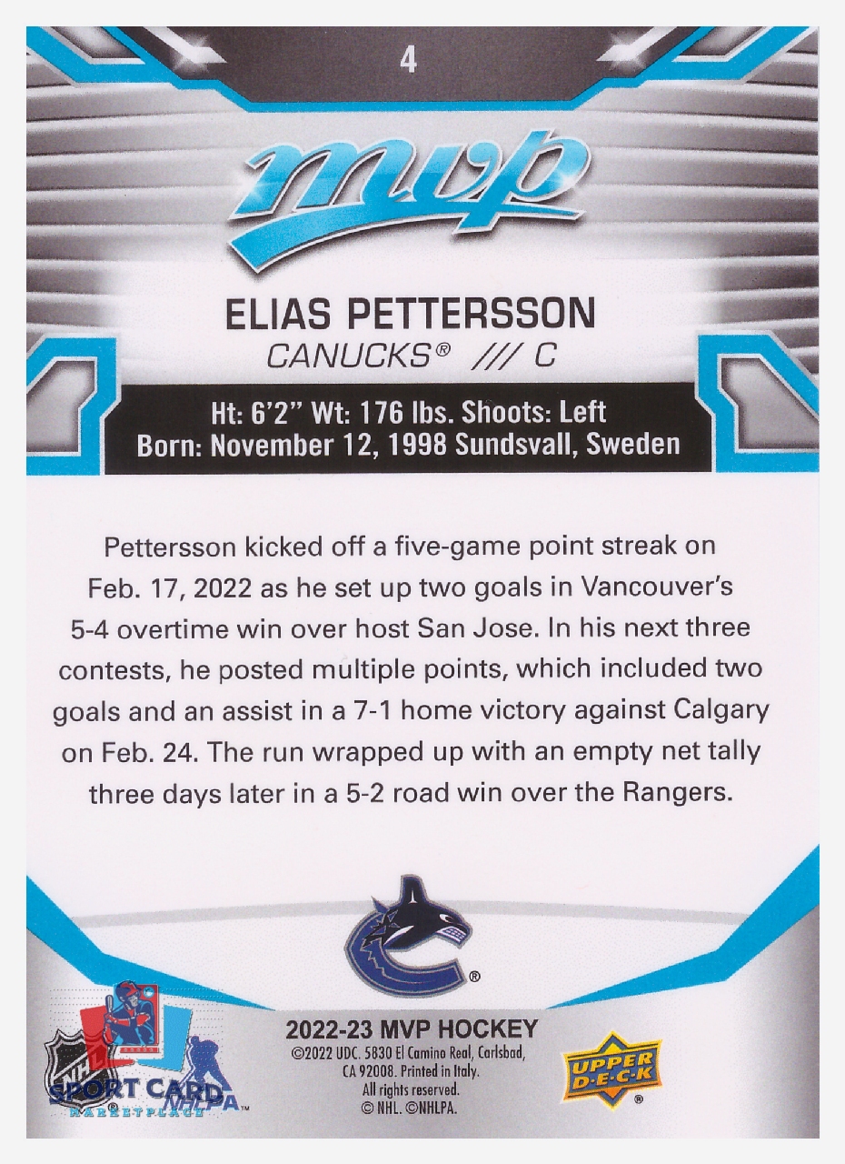 2022-23 Upper Deck MVP Elias Pettersson / Vancouver Canucks #4 – Image 2