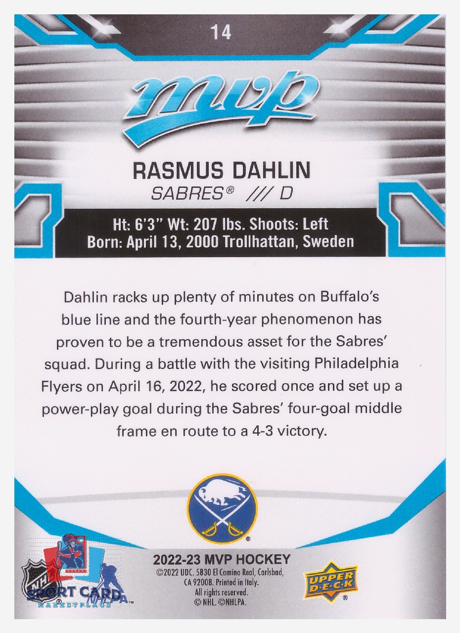2022-23 Upper Deck MVP Rasmus Dahlin / Buffalo Sabres #14