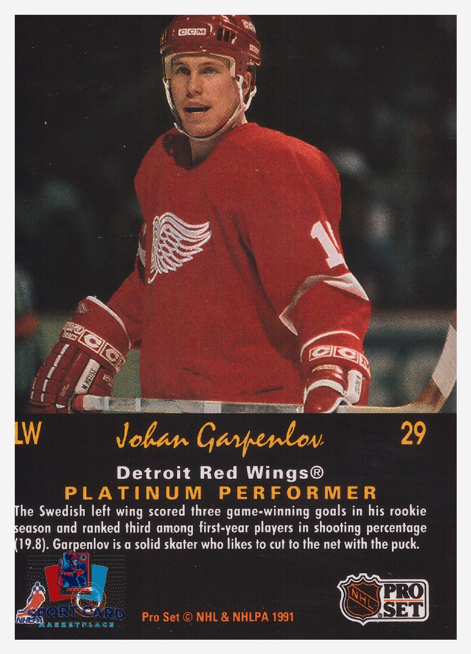1991-92 Pro Set Platinum Johan Garpenlov / Detroit Red Wings #29