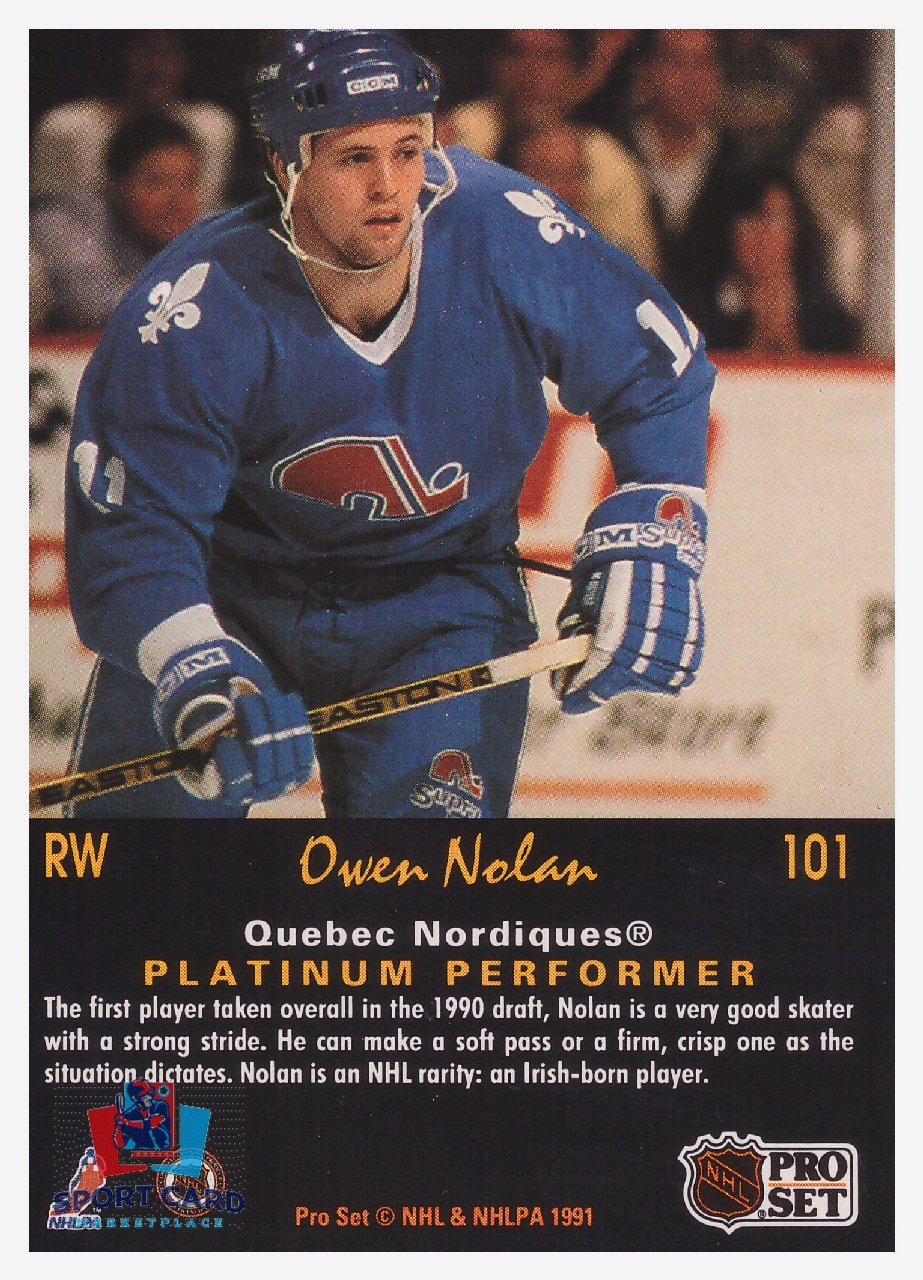 1991-92 Pro Set Platinum Owen Nolan / Quebec Nordiques #101