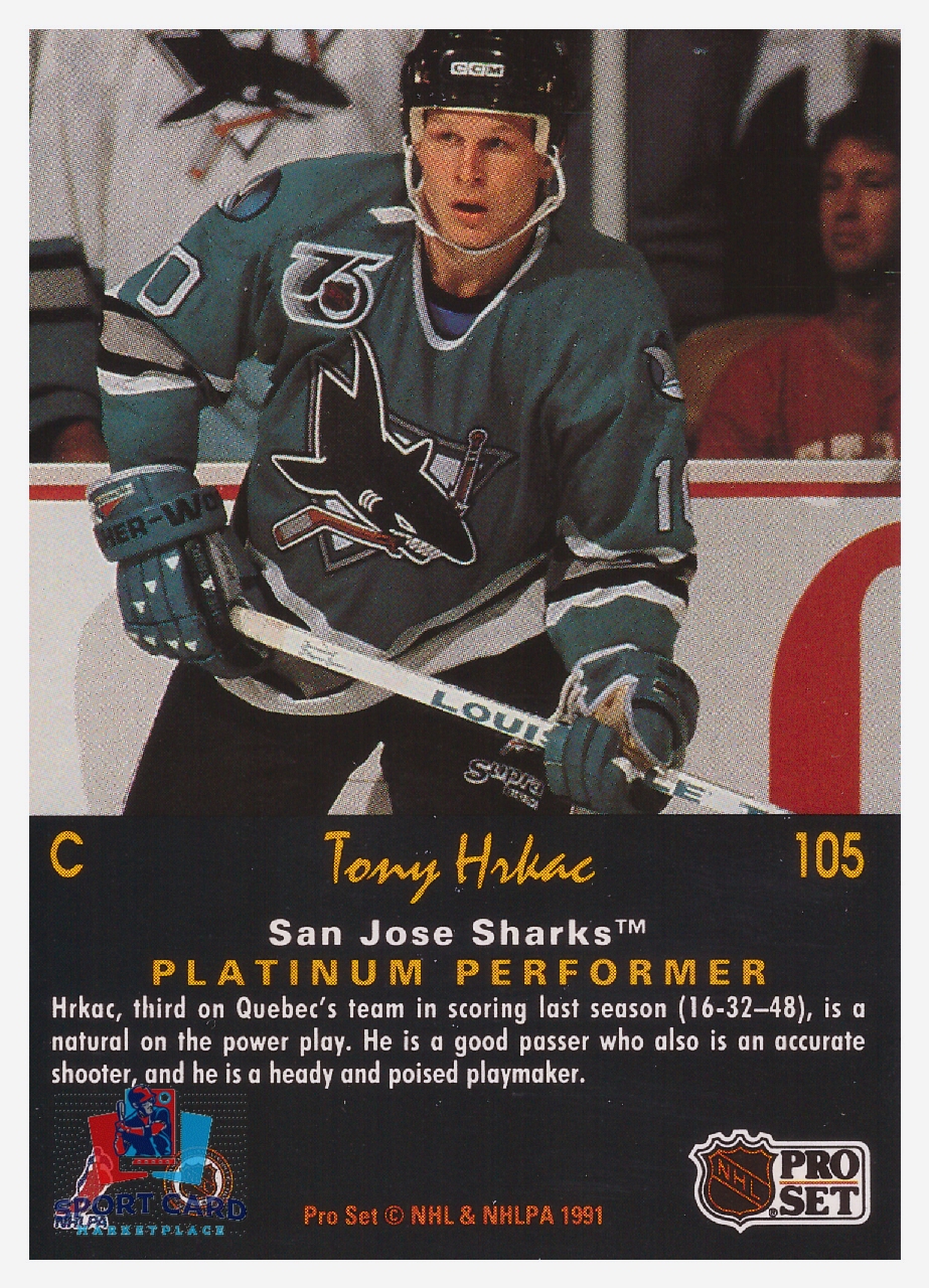 1991-92 Pro Set Platinum Tony Hrkac / San Jose Sharks #105