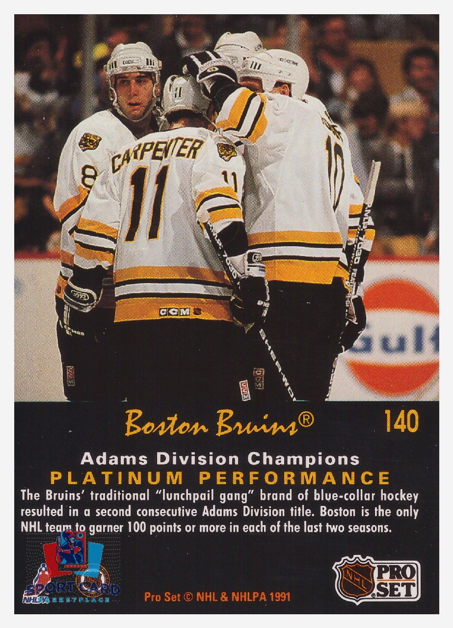 1991-92 Pro Set Platinum Adams Division Champions / Boston Bruins #140 – Image 2