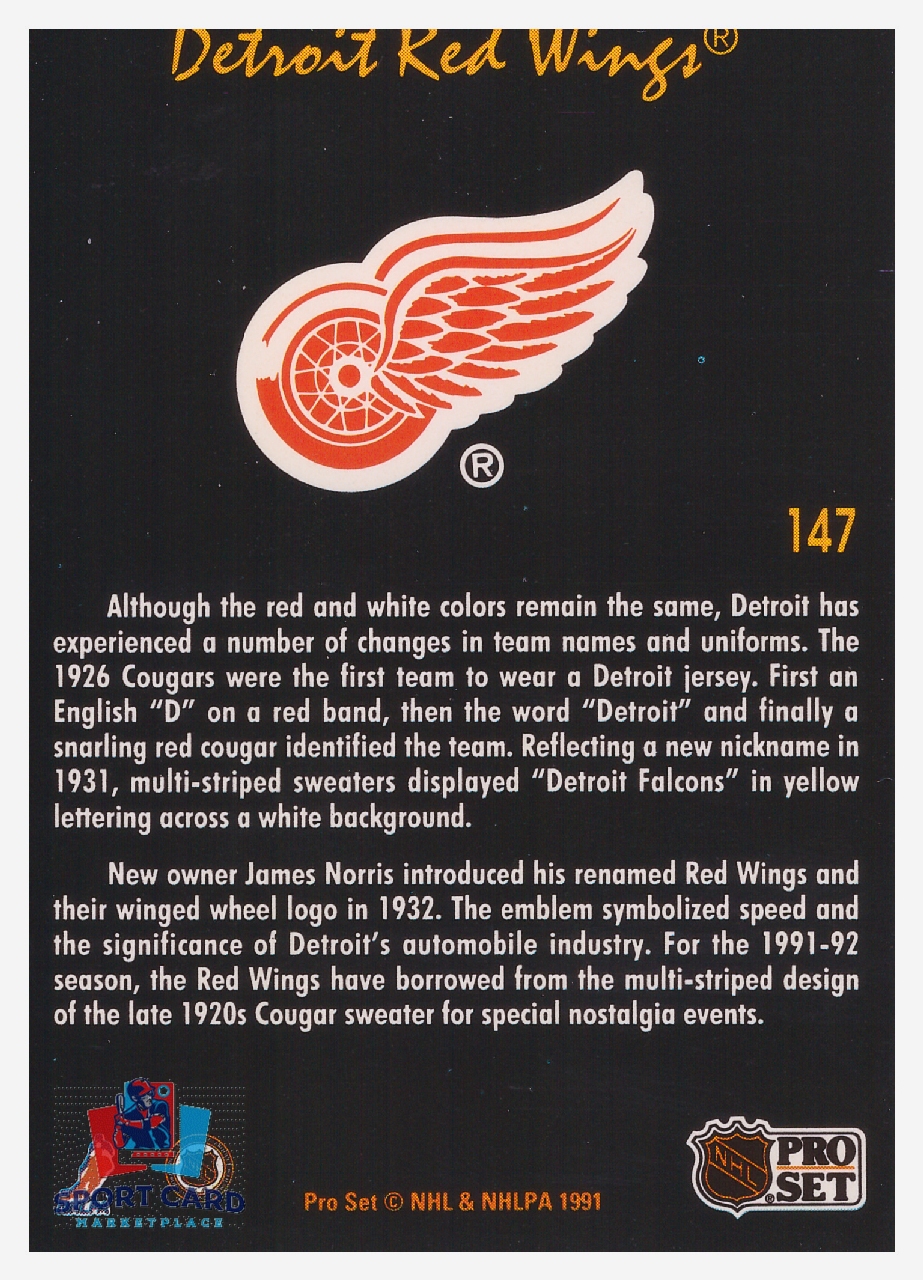 1991-92 Pro Set Platinum Detroit Red Wings / Detroit Red Wings #147 – Image 2