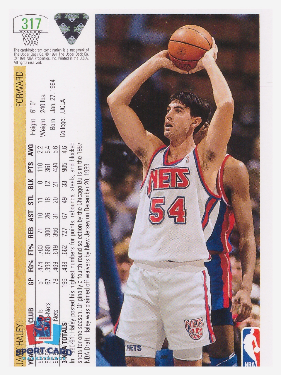 1991-92 Upper Deck Jack Haley / New Jersey Nets #317