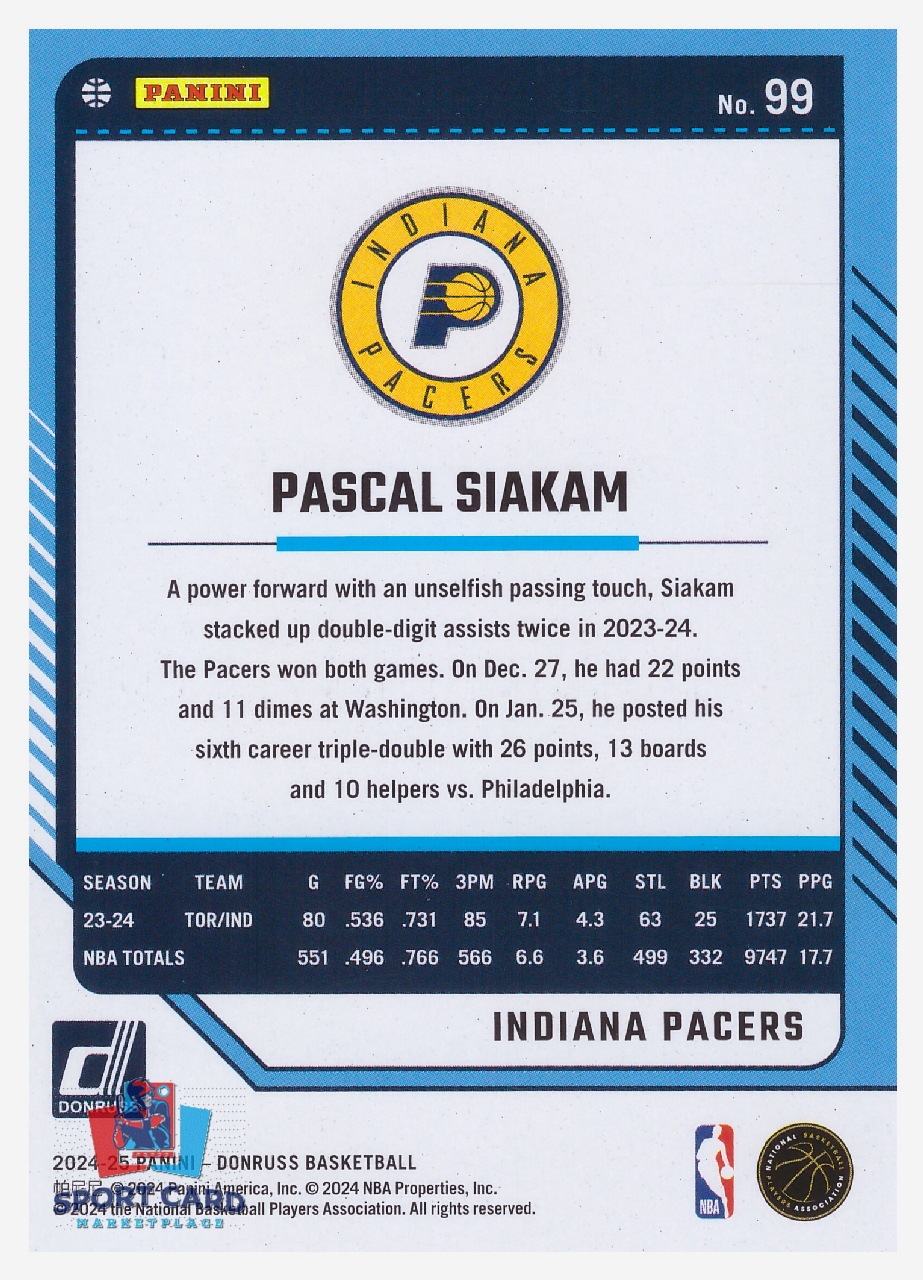 2024-25 Panini Donruss Pascal Siakam / Indiana Pacers #99
