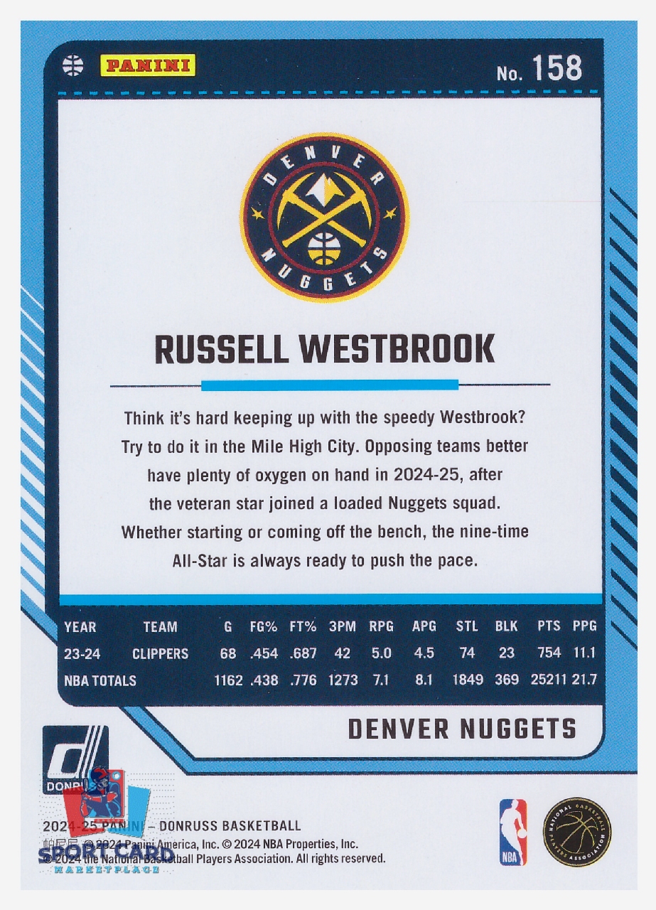 2024-25 Panini Donruss Russell Westbrook / Denver Nuggets #158 – Image 2